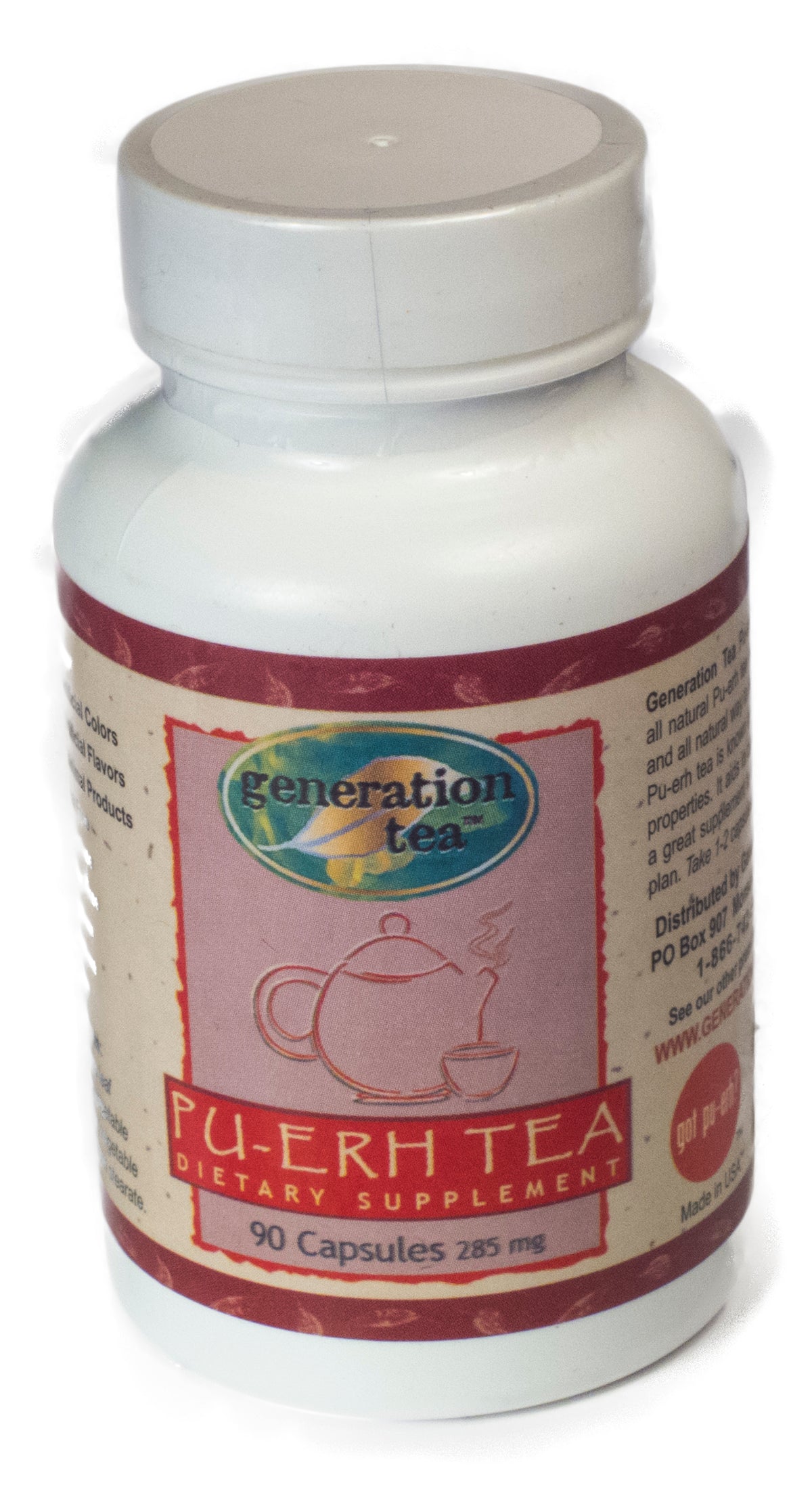 Pu-erh Tea 90 Vegi-Capsules All Natural Tea Detox Dietary Supplement Weight Loss